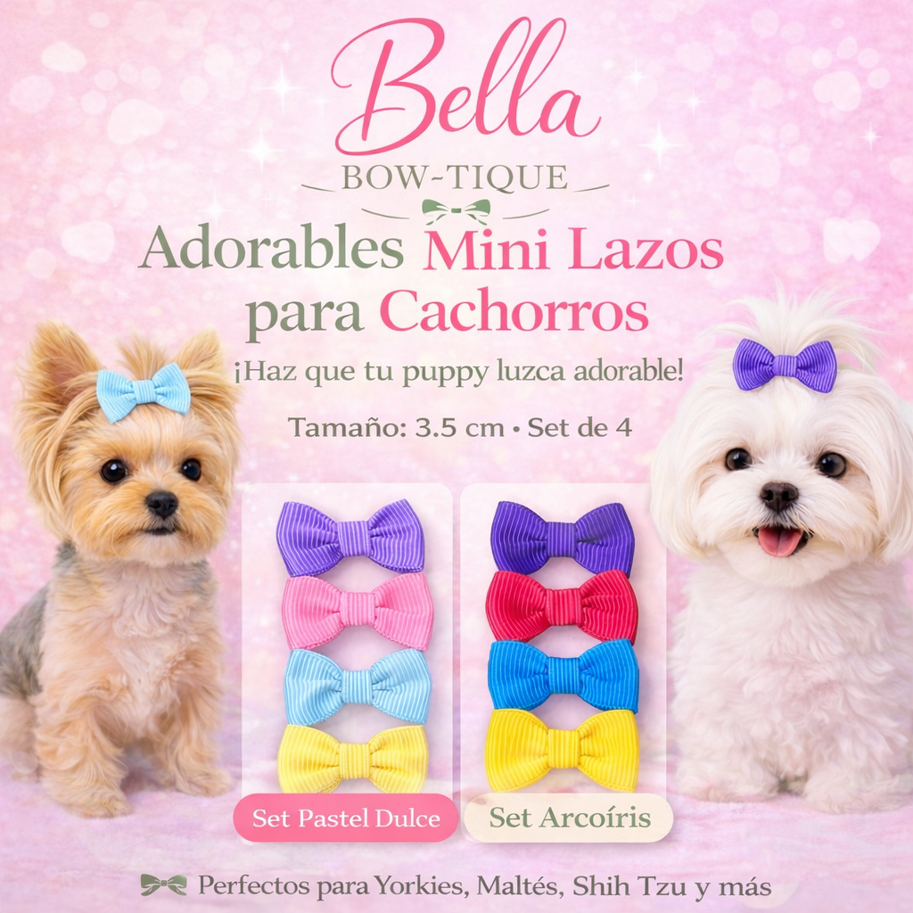 Mini Puppy Bow Set – 3.5 cm (4 Pack)